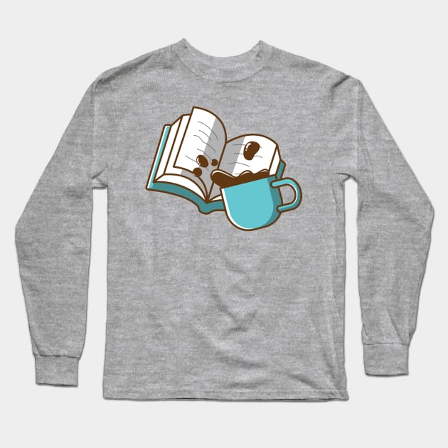 a book and a cup of coffee Long Sleeve T-Shirt by fflat hds